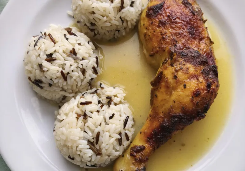 Staropražské pečené kuře, divoká rýže