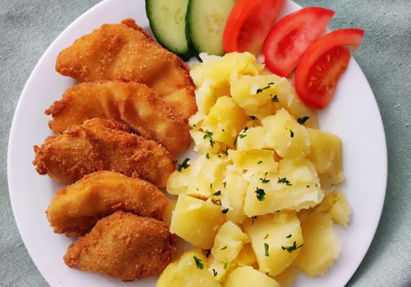 Smažený celer se šťouchaným bramborem